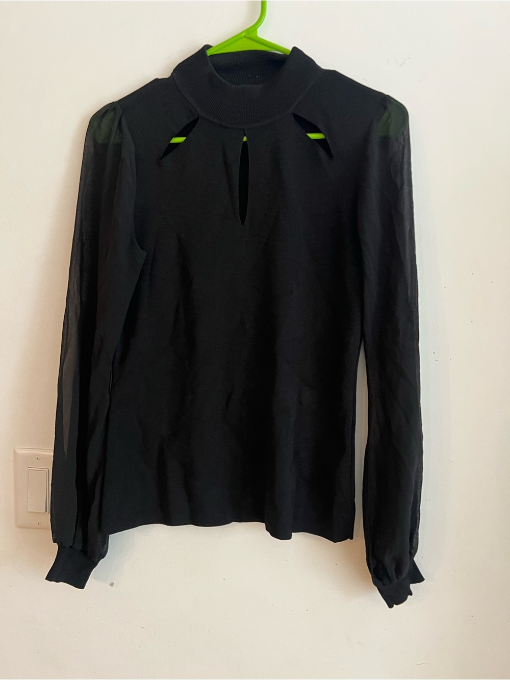 INC International Concepts Black Blouse Sheer Long Sleeve Women’s Medium